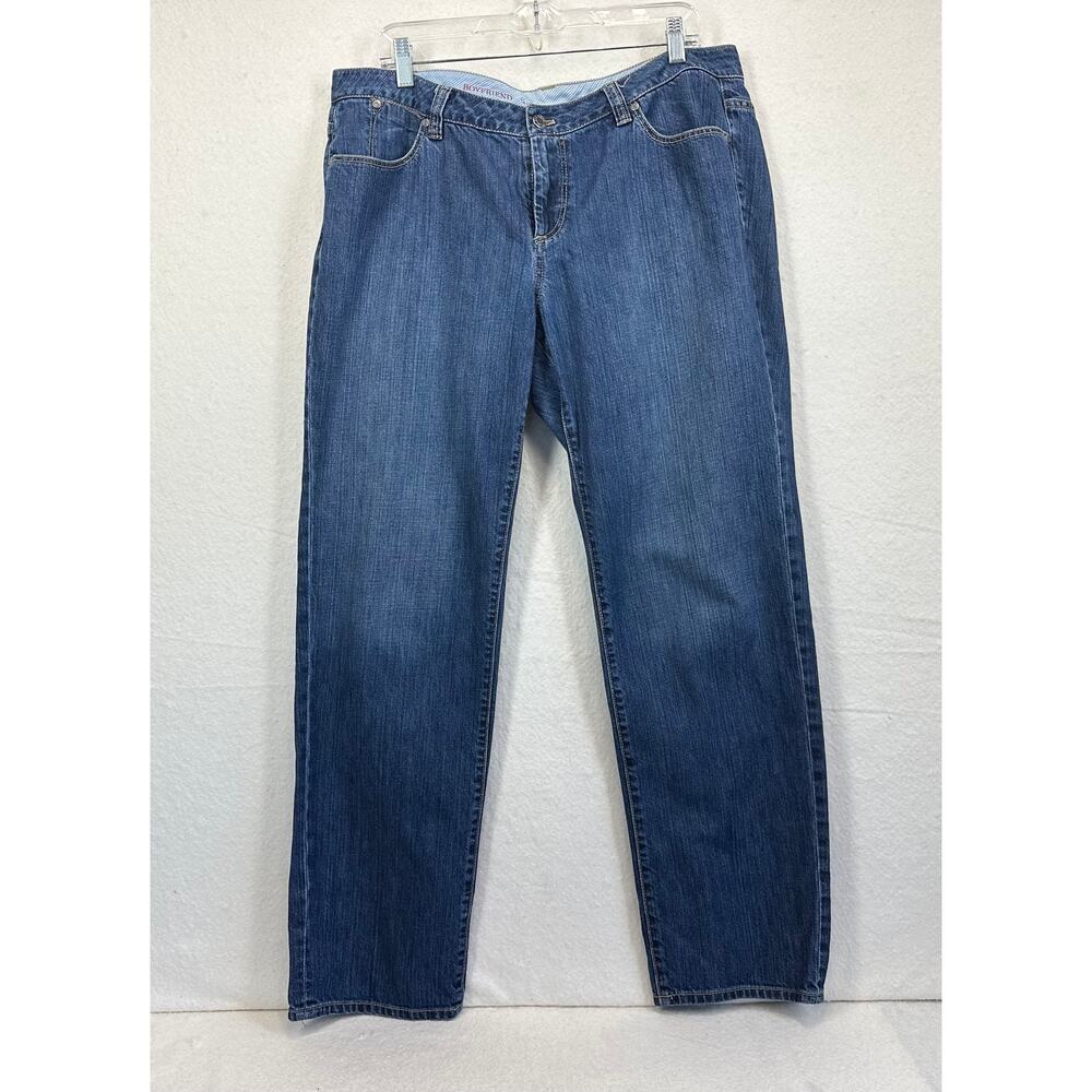 Talbots Women's Boyfriend Jeans SZ 14W Stretch Distressed Med. Wash Mid Rise